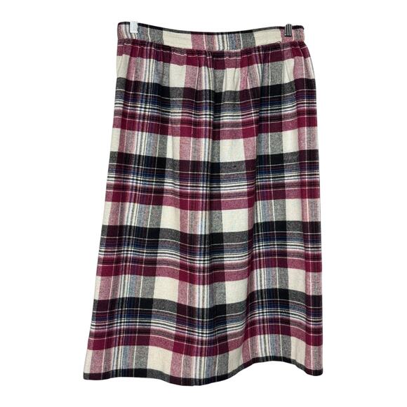 1980s American Plaid Wool-Blend Midi Skirt w/ Side Buttons
 size medium - Picture 3 of 15